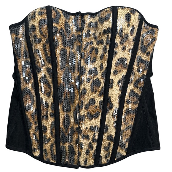 Y2K Sequin Cheetah Corset Women - Picture 1 of 4